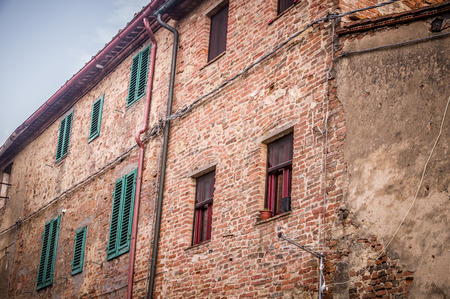 Abandoned house in Toiano, little ghost town in Tuscany, Italyの写真素材