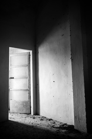 Abandoned house in Toiano, little ghost town in Tuscany, Italyの写真素材