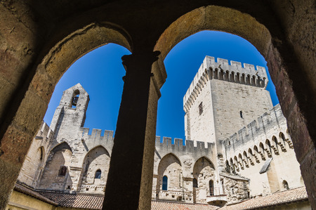Palais des Papes - Palace of the Popes - in Avignon, France.のeditorial素材