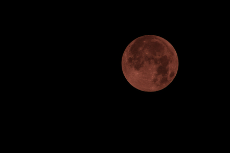 Florence, Italy - September 2015 - Blood Red Moon during Lunar eclipse. Italy, 2015