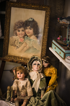 Isle sur la Sorgue, France - September 2015 - Private old dolls collection in a museum. France, 2015