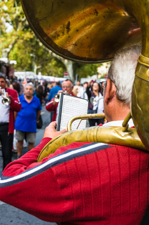 Arles, France - September 2015: Marching band in street during a festival. France, 2015のeditorial素材