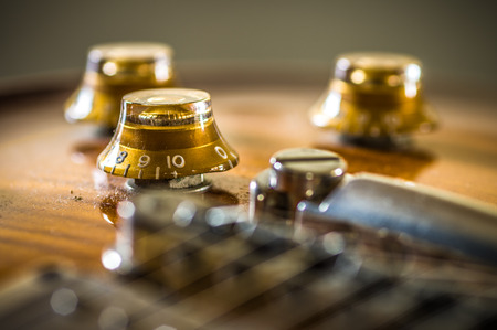 close up image of electric guitar volume controlの写真素材