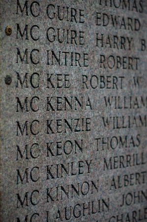 Florence, Italy - November 2015 - Names of Second world war casualties on a tribute wall  in American Second World War Cemetery in Florence, Italy. 2015のeditorial素材