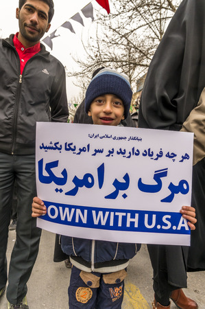 Esfahan, Iran - February 2016 - Annual Revolution day manifestation on the street of Esfahan for celebrate Islamic republic. Iran, 2016のeditorial素材