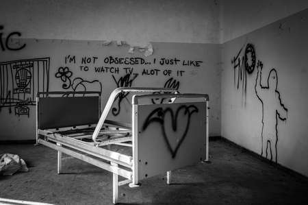 Volterra, Italy - September 2016: Abandoned psychiatric hospital in Volterra. It was home to more than 6,000 mental patients but was shut down in 1978 because its practices were deemed cruel. The hospital was called 'the place of no return' because patienのeditorial素材