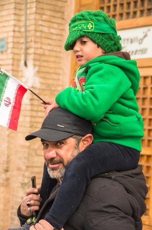 Esfahan, Iran - February 2016 - Annual Revolution day manifestation on the street of Esfahan for celebrate Islamic republic. Iran, 2016のeditorial素材