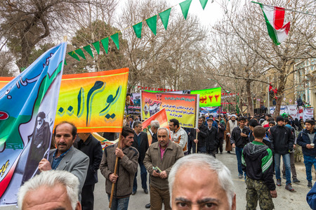 Esfahan, Iran - February 2016 - Annual Revolution day manifestation on the street of Esfahan for celebrate Islamic republic. Iran, 2016のeditorial素材