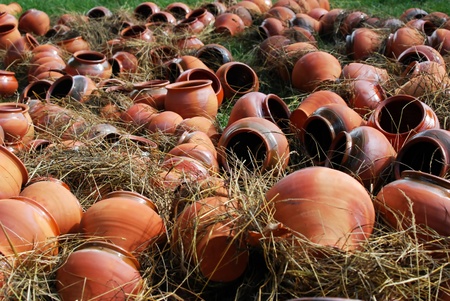 Brown clay potsの写真素材