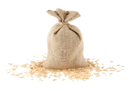 Canvas sack isolated on whiteの写真素材