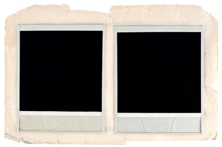 Blank photo frames on old cardboard backgroundの写真素材