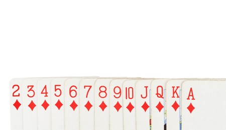 Playing cards isolated on white backgroundの写真素材