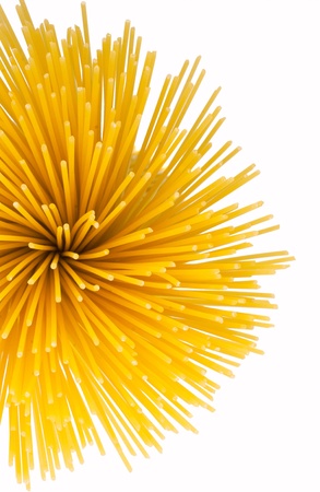 Bunch of spaghetti isolated on white. Top view.の写真素材