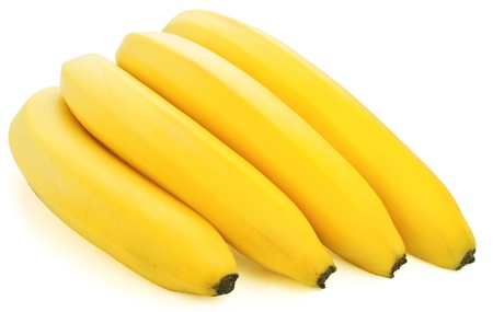 Ripe bananas on white backgroundの写真素材