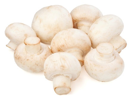 Champignon mushrooms on white backroundの写真素材
