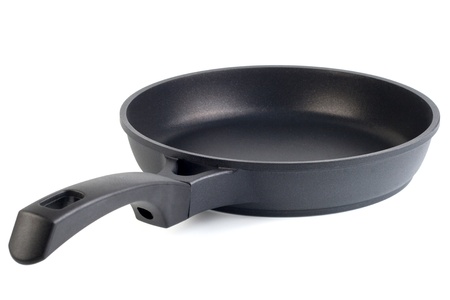 Frying pan isolated on whiteの写真素材