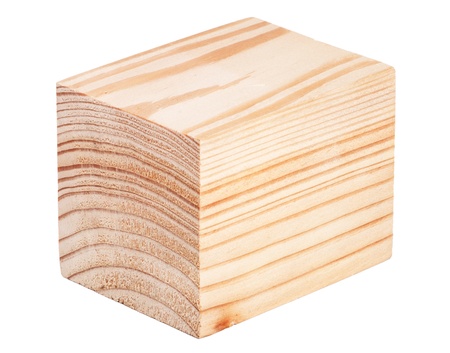 Wooden cube isolated on white backgroundの写真素材