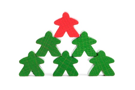 Wooden figures symbolizing team workの写真素材