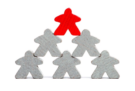 Wooden figures symbolizing teamwork or differenceの写真素材