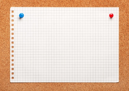 Piece of paper on a cork board close upの写真素材