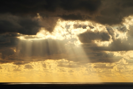 Beautiful sunset sky with cloudsの写真素材