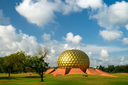 Matrimandir - Golden Temple in Auroville, Tamil Nadu, Indiaのeditorial素材