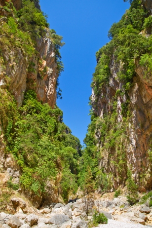 Passage through huge rocky canyonの写真素材