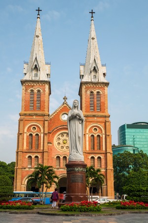 Saigon Notre Dame Basilica in Ho Chi Minh City, Vietnamの写真素材