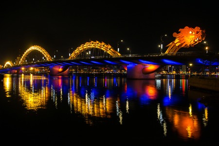 Dragon River Bridge ( Rong Bridge) in Da Nang, Vietnamの写真素材