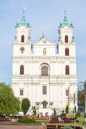 GRODNO, BELARUS - JULY 21: Cathedral on the main city square on 21 July, 2014 in Grodno, Belarus.のeditorial素材
