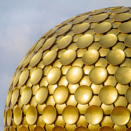 Matrimandir - Golden Temple in Auroville, Tamil Nadu, Indiaの写真素材
