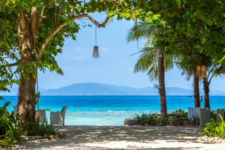 Beautiful tropical white sand beach viewの写真素材