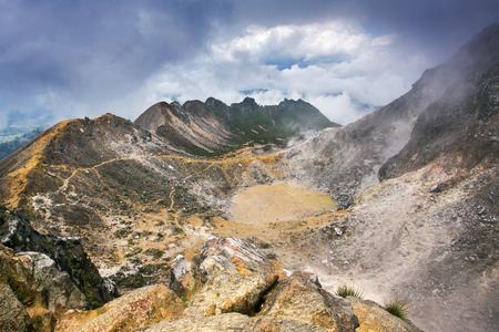 Sibayak volcano near Berastagi in northern Sumatra, Indonesiaの写真素材