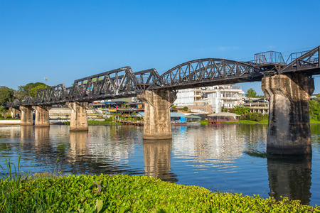 Bridge over the river Kwai in Kanchanaburi, Thailandの写真素材