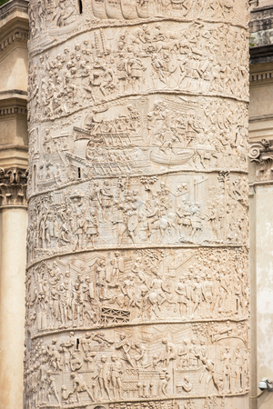 Closeup of Trajan's Column relief. Piazza Venezia. Rome. Italyの写真素材