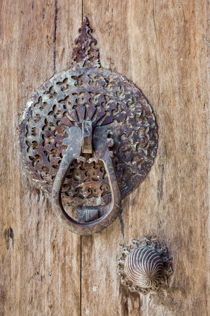 Typical door of an old house in Kashan, Iranの写真素材