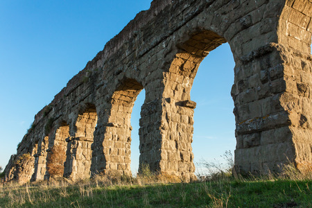 Ruins of Ancient Roman Aqueducts, Rome, Italyの写真素材