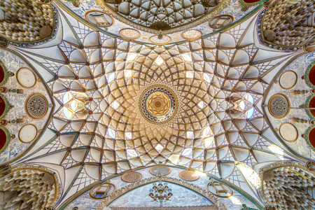 Ornamental ceiling of Borujerdi Historical House in Kashan, Iranのeditorial素材