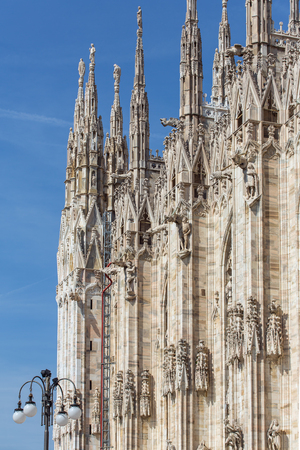Architecture details of Milan Cathedral, or Il Duomo in Milan, Italyの写真素材