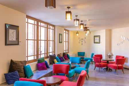 Kashan, Iran - December 9, 2015: Fancy cafe in Ameri Historical House in Kashan, Iranのeditorial素材