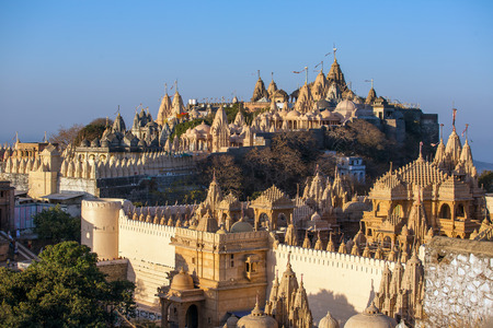 Jain temples on top of Shatrunjaya hill. Palitana (Bhavnagar district), Gujarat, Indiaの写真素材