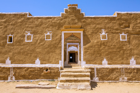 Traditional house in Kuldhara abandoned village near Jaisalmer, Rajasthan, Indiaの写真素材