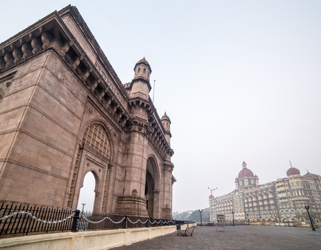 The Taj Mahal Palace Hotel and Gateway of India in Mumbai, India.のeditorial素材