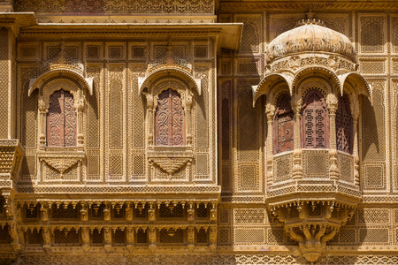 Nathmalji ki Haveli at Jaisalmer, India. Architectural detailのeditorial素材