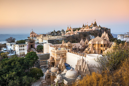 Jain temples on top of Shatrunjaya hill. Palitana (Bhavnagar district), Gujarat, Indiaの写真素材
