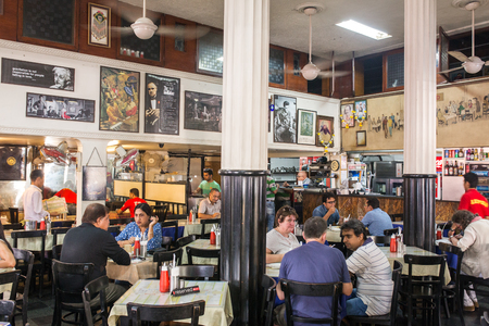 Mumbai, India - February 27, 2016: Interior of famous Leopold cafe in Mumbai, Indiaのeditorial素材