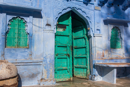 Traditional blue house in Blue City Jodhpur, India.の写真素材
