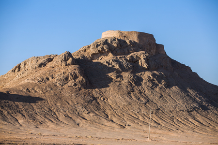 View to the Zoroastrian Tower of Silence in Yazd, Iranの写真素材