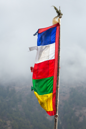 Buddhist praying flags in Nepalの写真素材