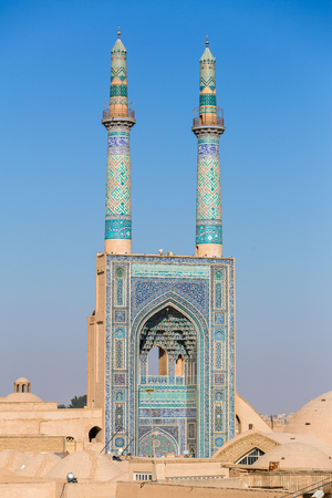 Jameh Mosque, Masjed-i Jame' Mosque, Yazd, Iran.の写真素材